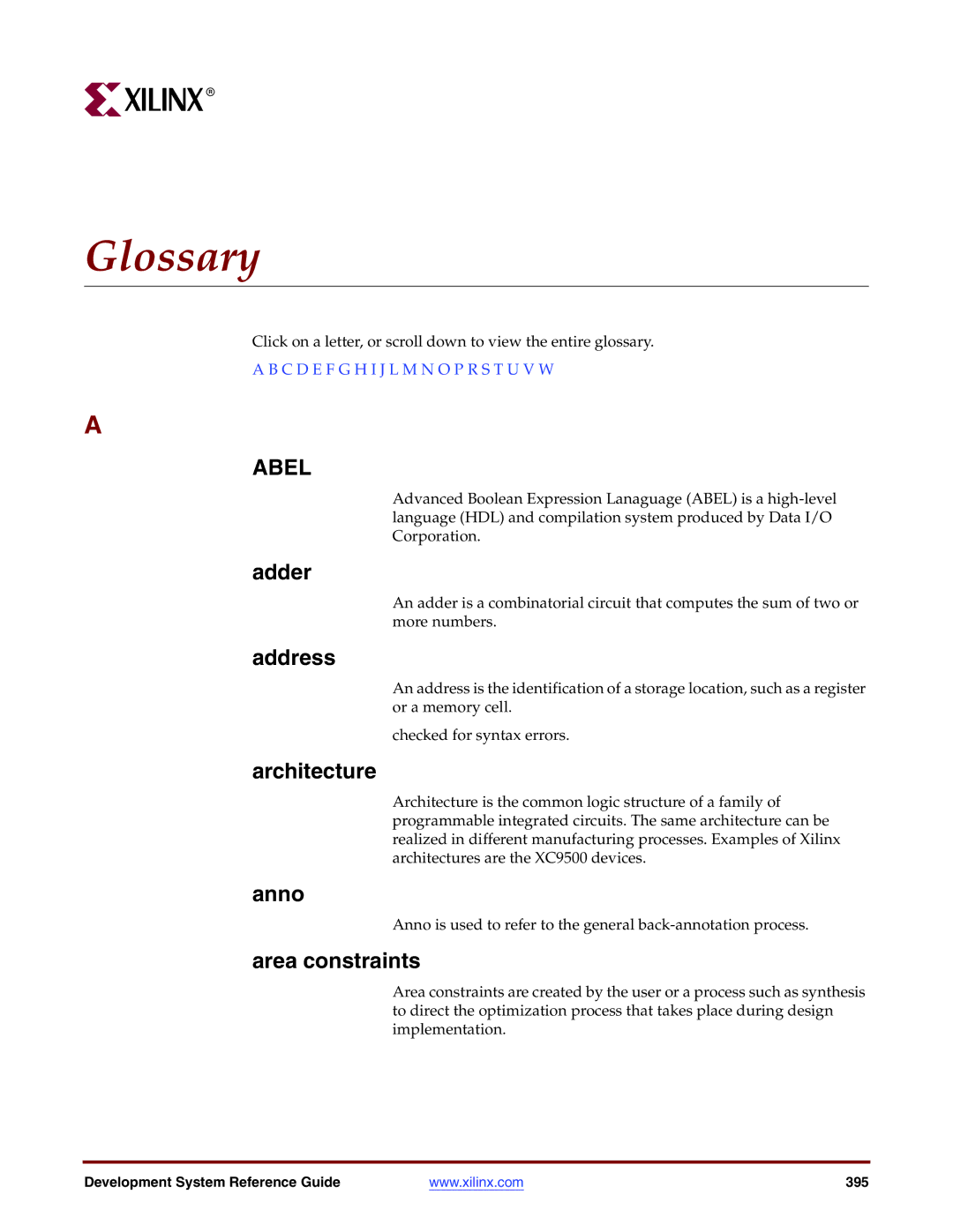 Xilinx 8.2i manual Glossary, Abel 