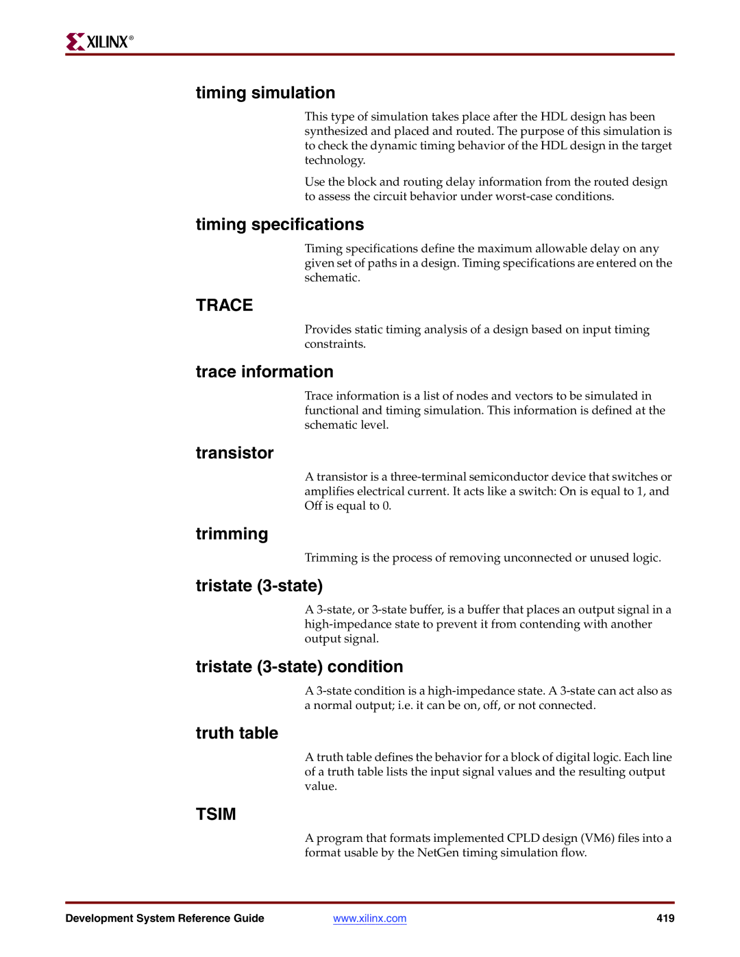 Xilinx 8.2i manual Trace, Tsim 