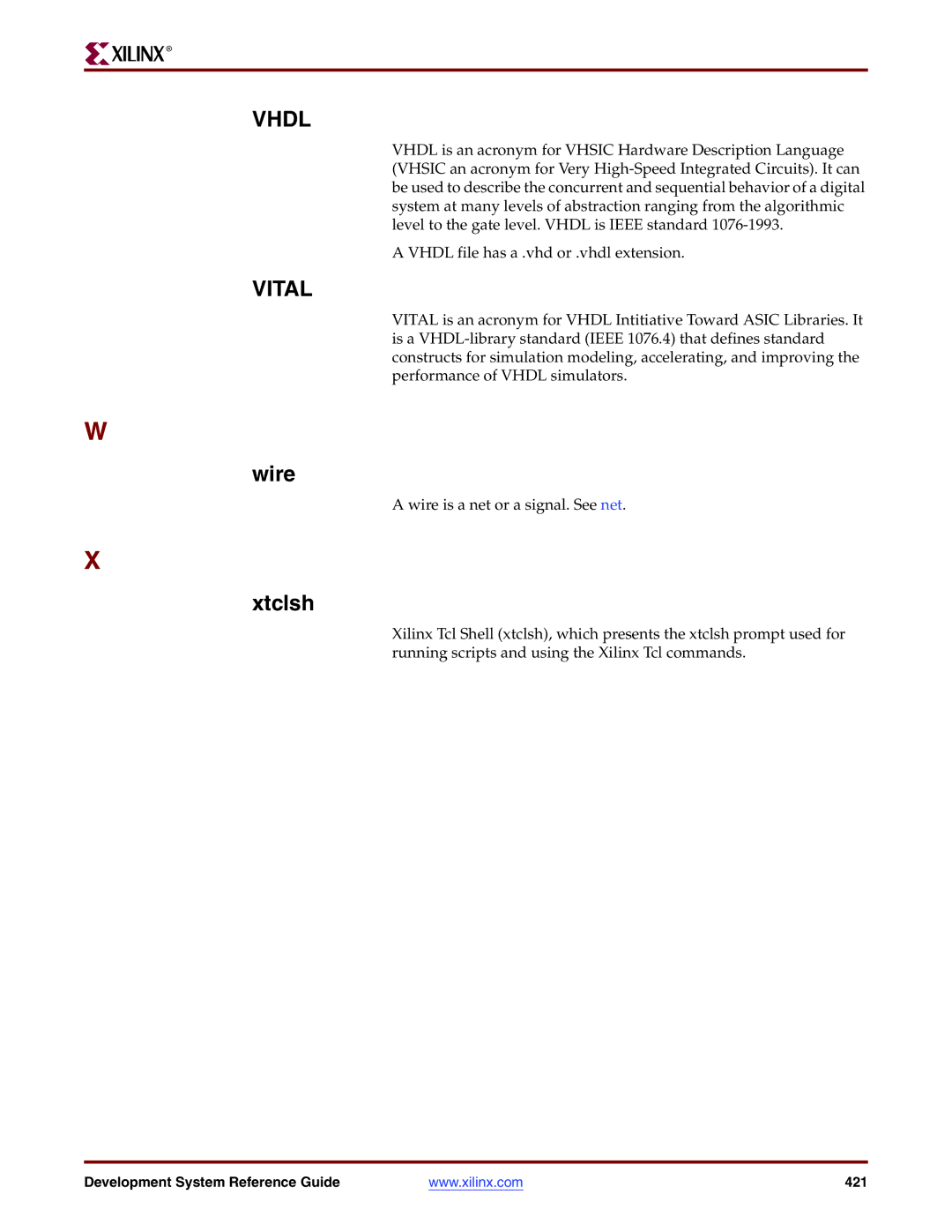 Xilinx 8.2i manual Vhdl, Vital, Wire, Xtclsh 