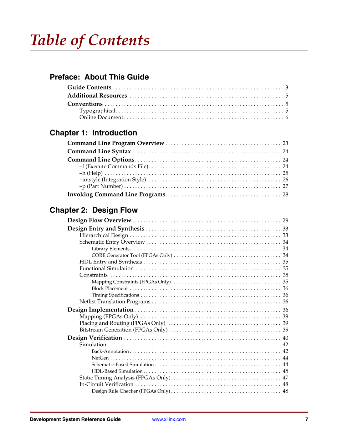 Xilinx 8.2i manual Table of Contents 