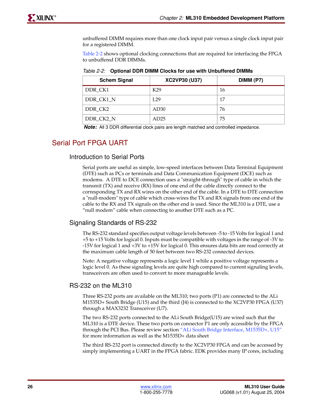 Xilinx manual Serial Port Fpga Uart, Introduction to Serial Ports, Signaling Standards of RS-232, RS-232 on the ML310 