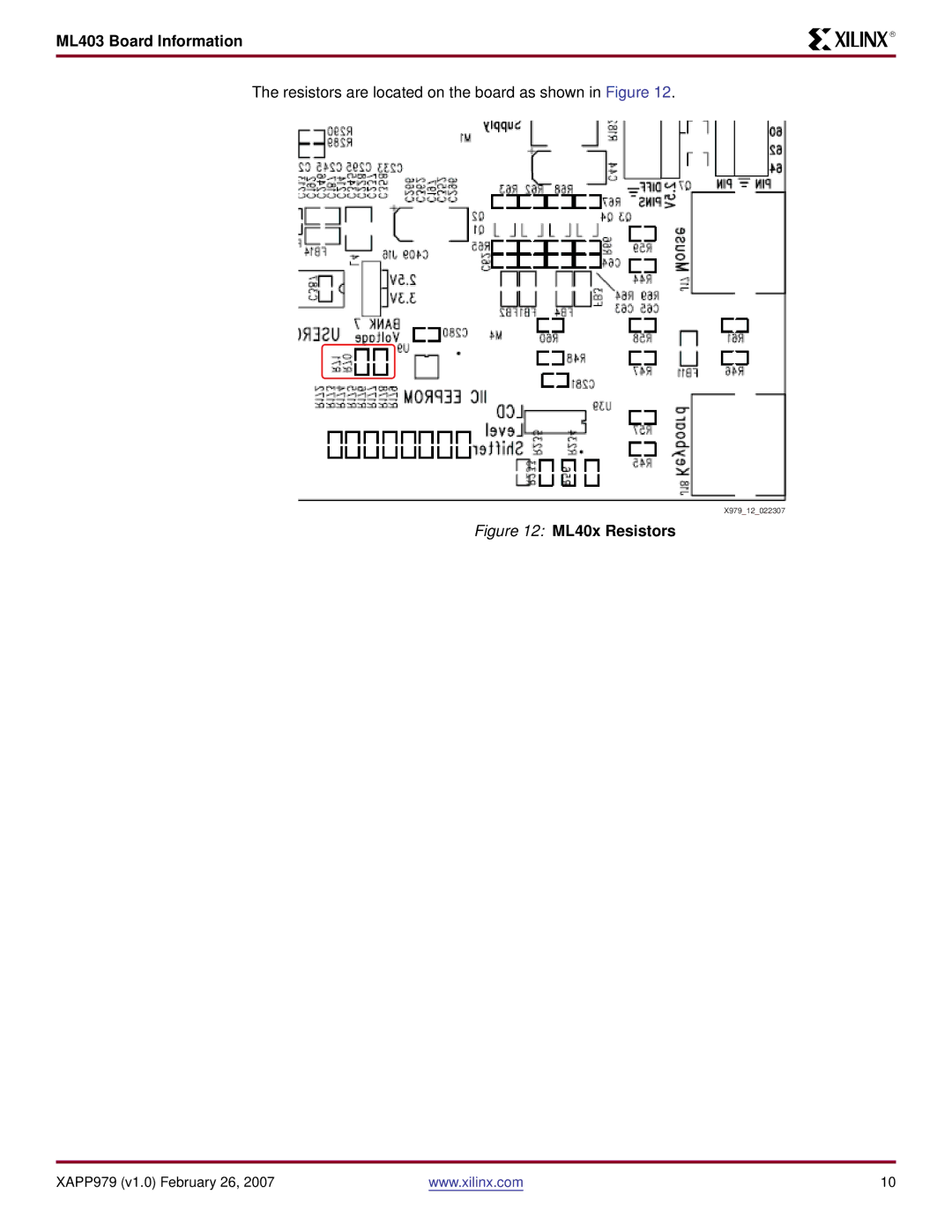 Xilinx ML403 specifications ML40x Resistors 