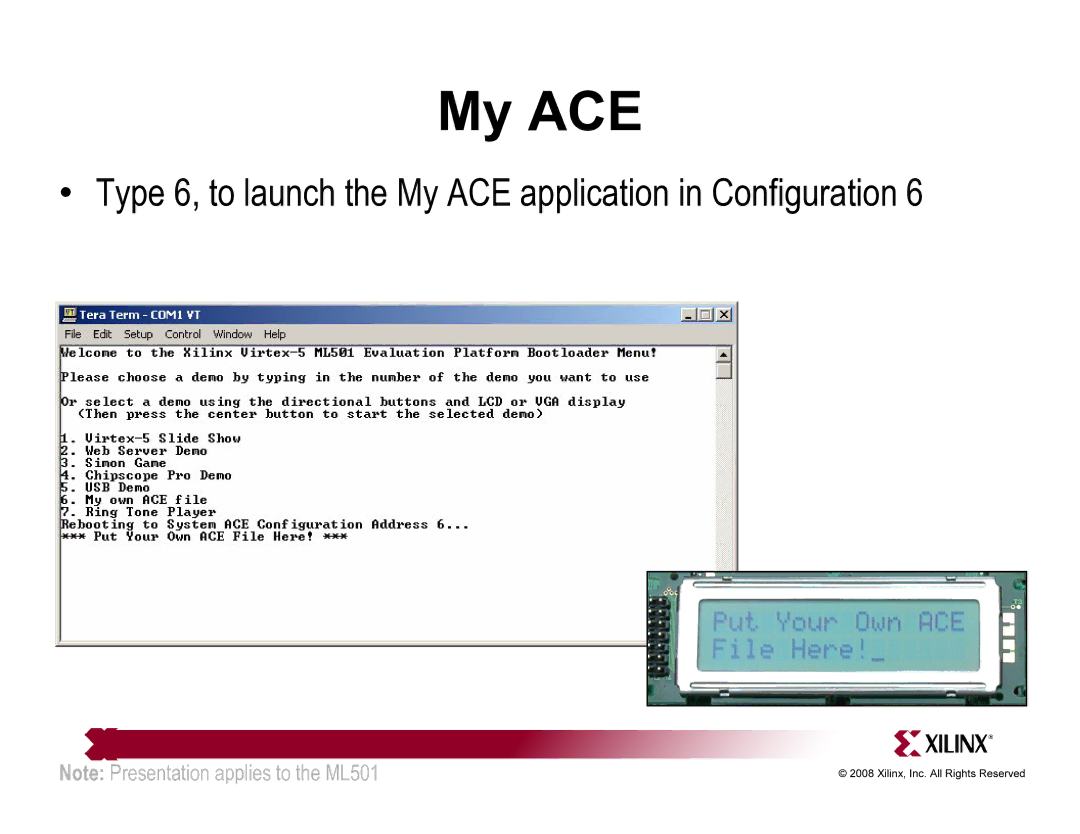 Xilinx ML501 quick start My ACE 