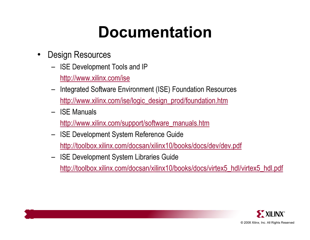 Xilinx ML501 quick start Design Resources 