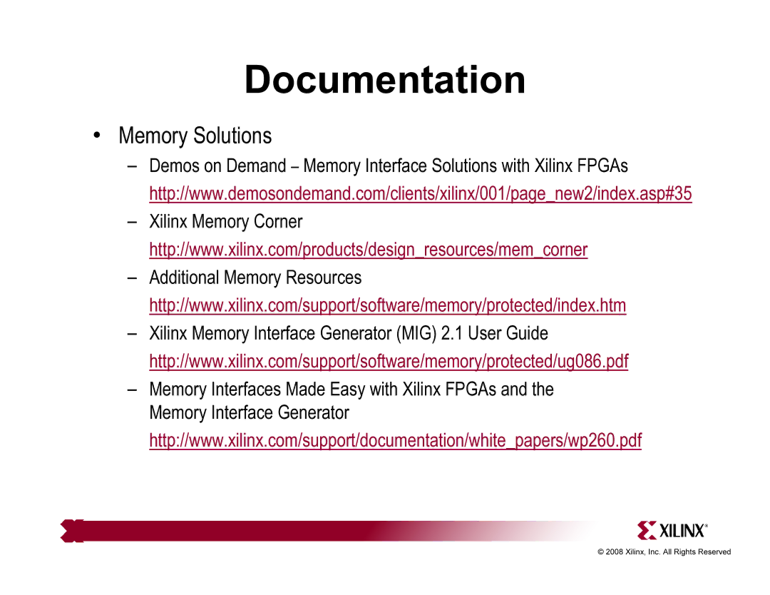 Xilinx ML501 quick start Memory Solutions 