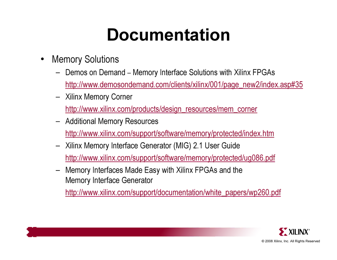 Xilinx ML505, ML506 quick start Memory Solutions 