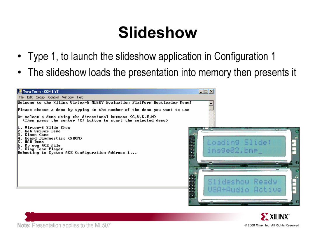 Xilinx ML507 quick start Slideshow 