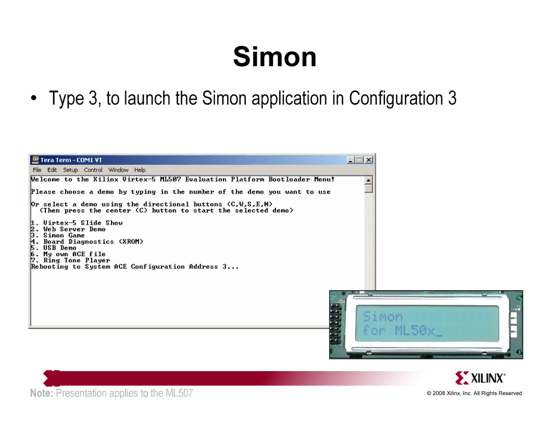 Xilinx ML507 quick start Simon 