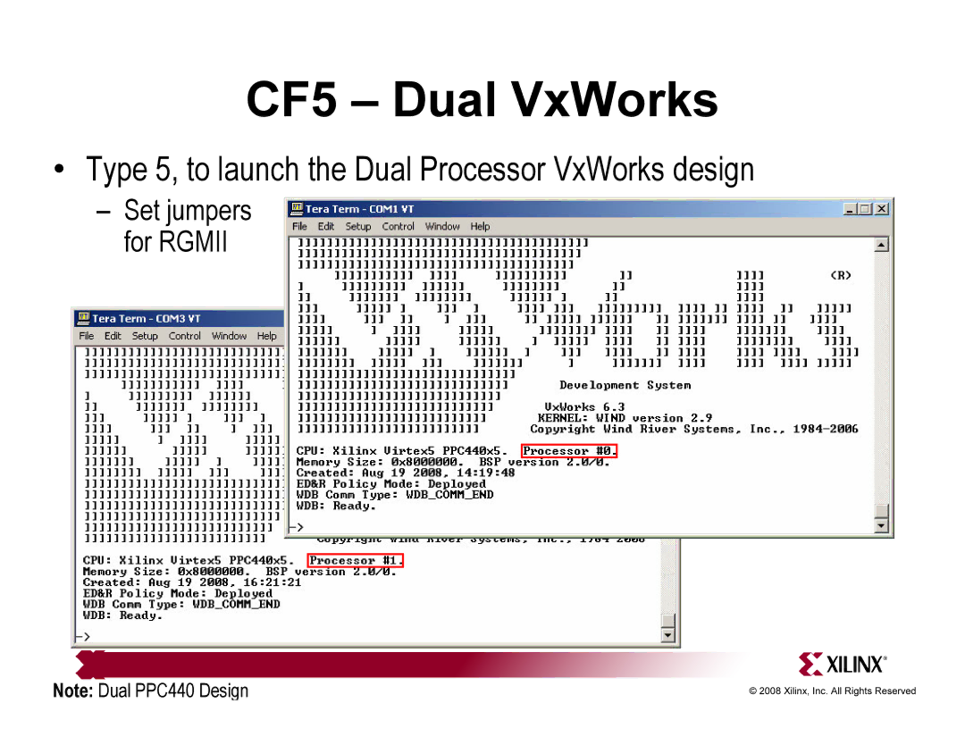 Xilinx ML510 quick start CF5 Dual VxWorks 