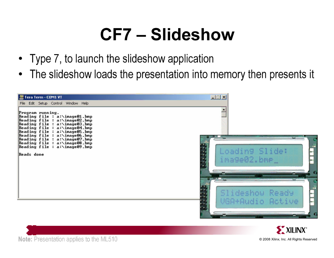 Xilinx ML510 quick start CF7 Slideshow 