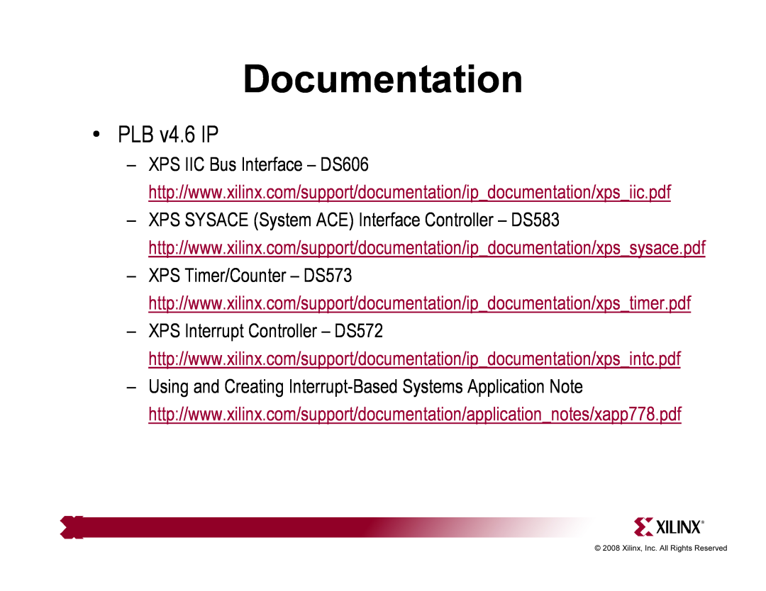 Xilinx ML510 quick start Documentation, PLB v4.6 IP 