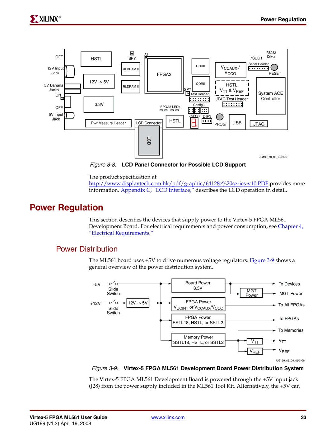 Xilinx ML561 manual Power Regulation, Power Distribution 