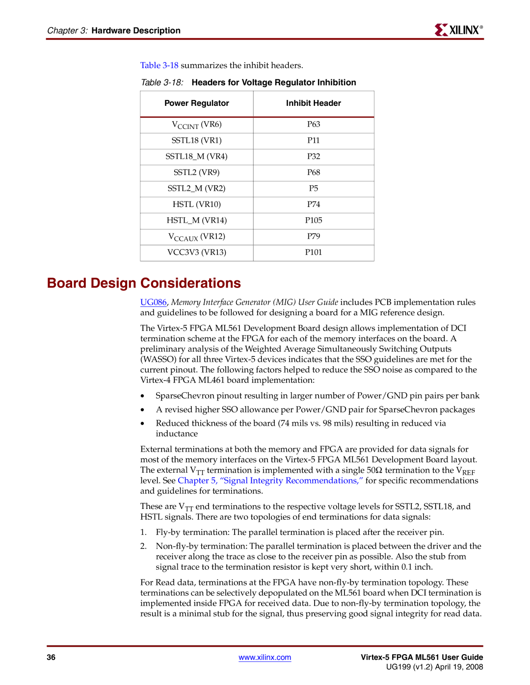 Xilinx ML561 manual Board Design Considerations 