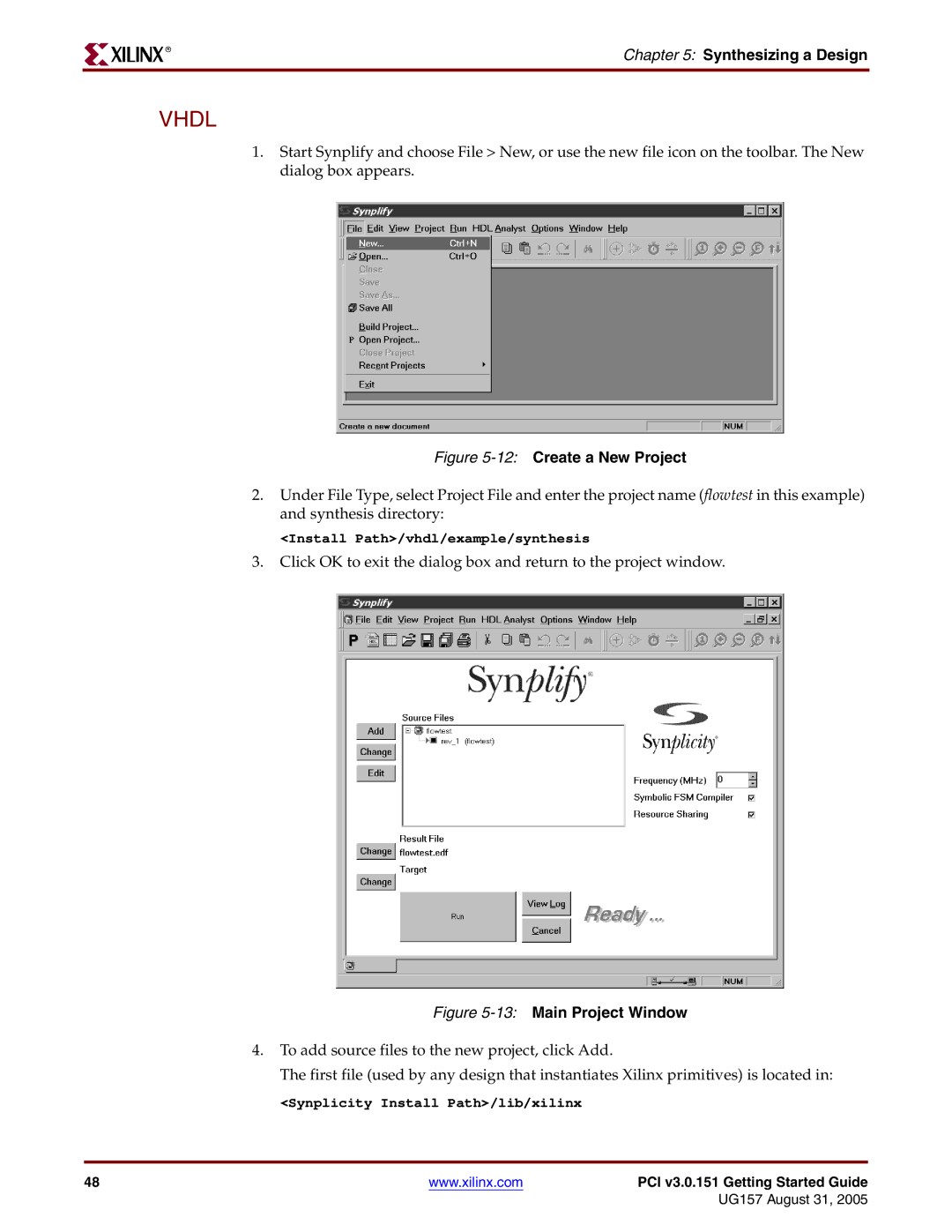 Xilinx PCI v3.0 manual 12Create a New Project 