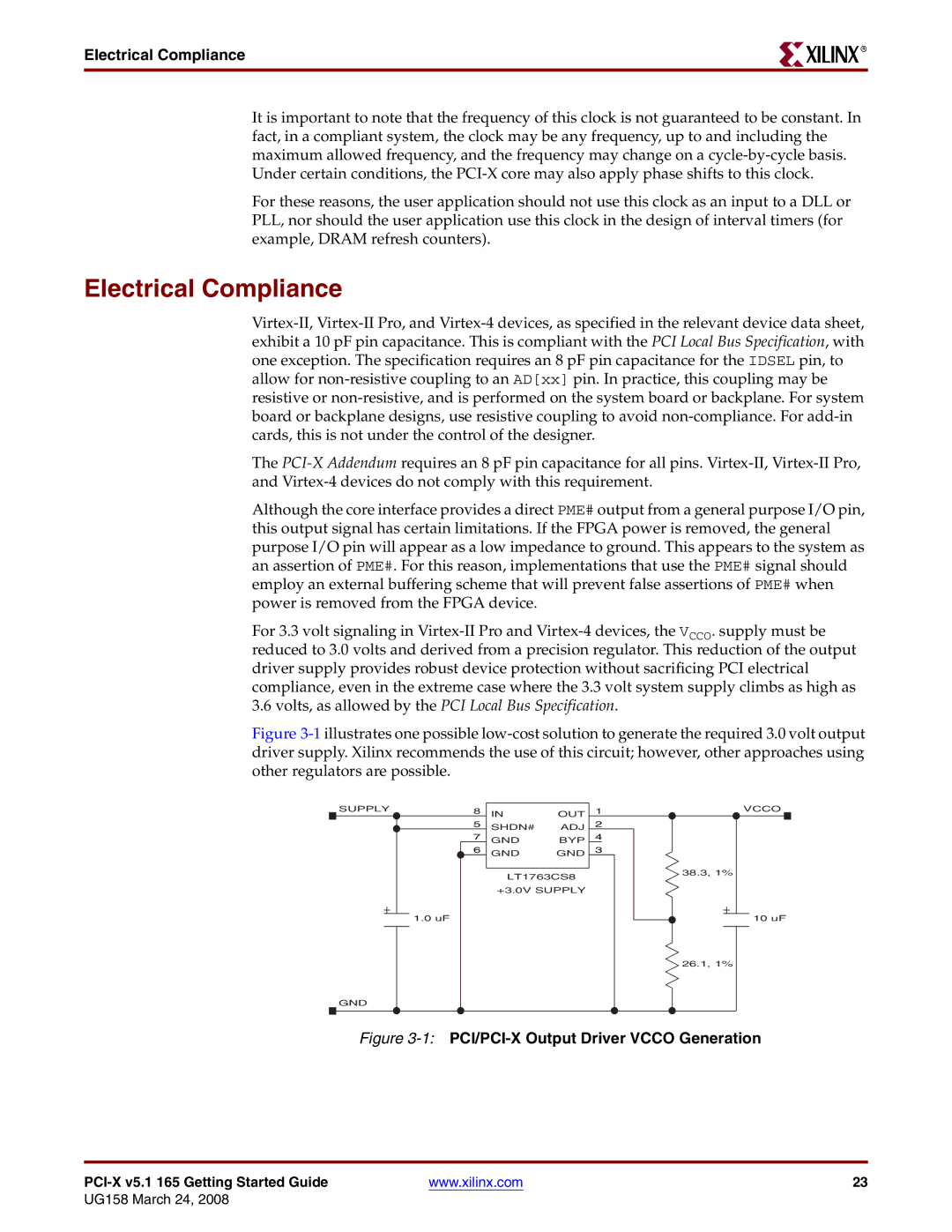 Xilinx PCI-X v5.1 manual Electrical Compliance 