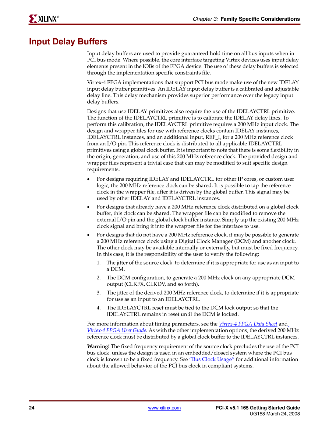 Xilinx PCI-X v5.1 manual Input Delay Buffers 