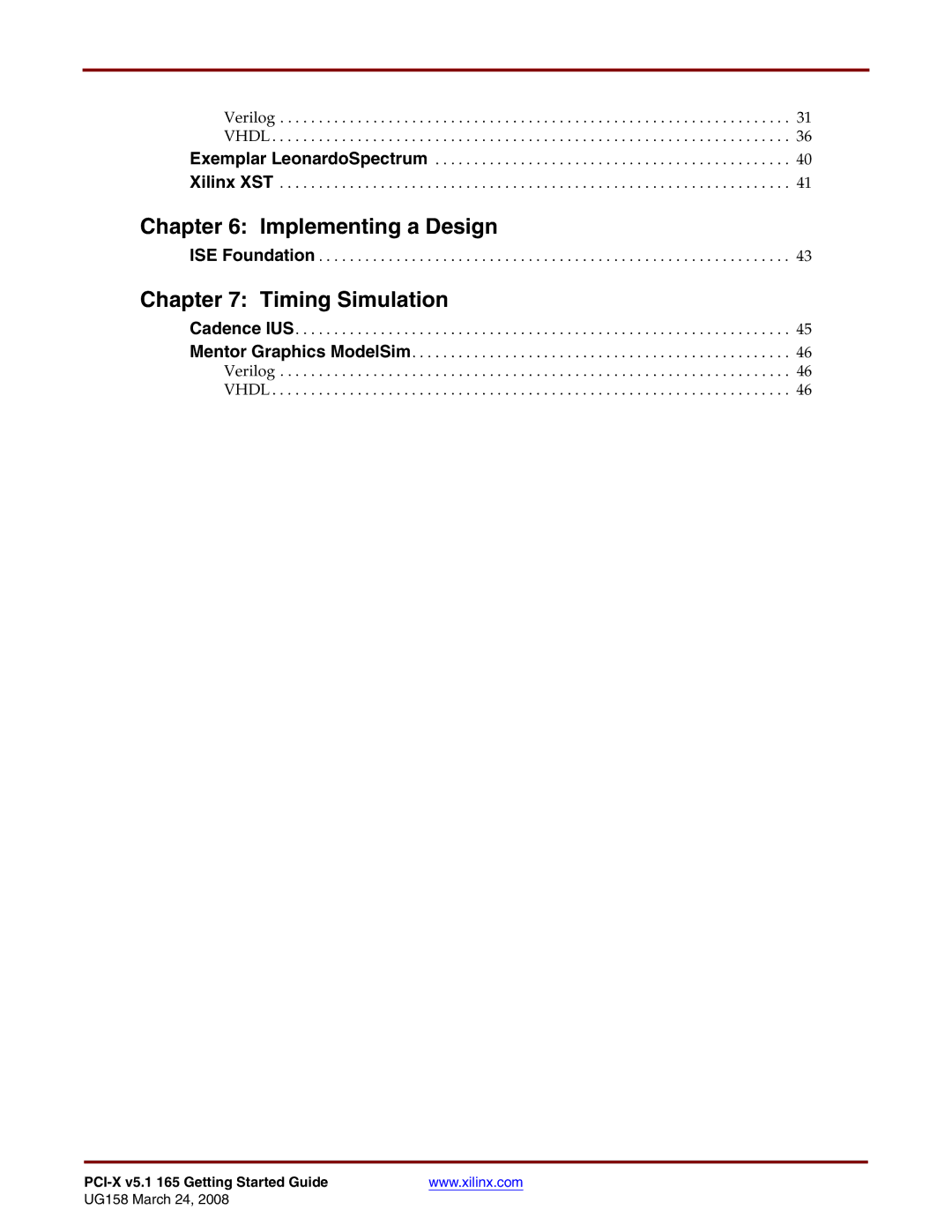 Xilinx PCI-X v5.1 manual Implementing a Design 