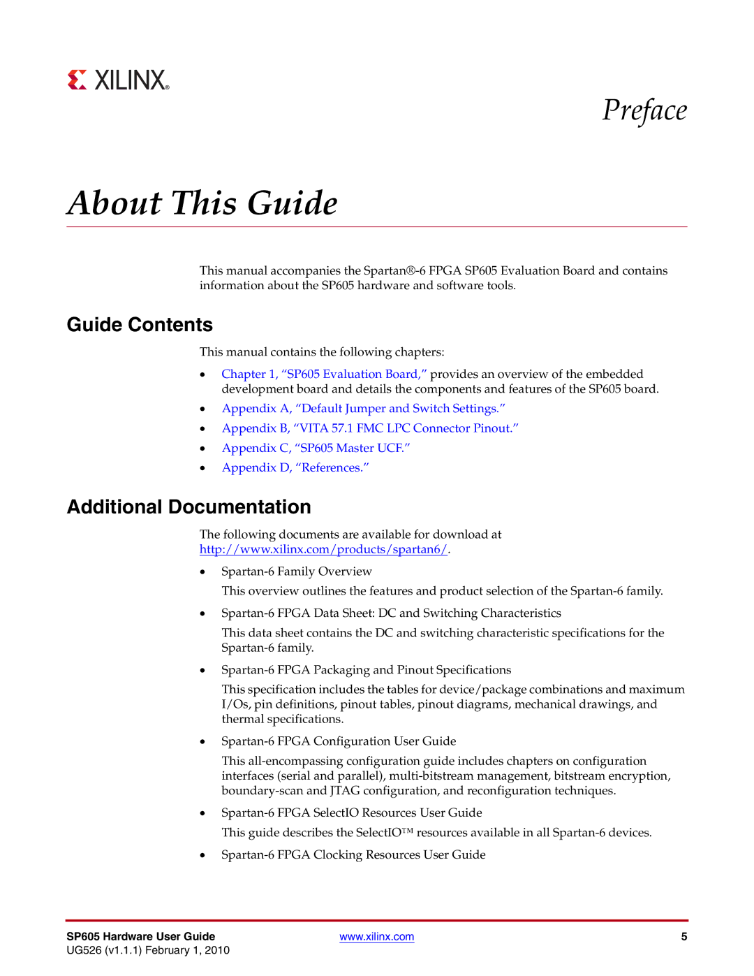 Xilinx SP605 manual About This Guide 