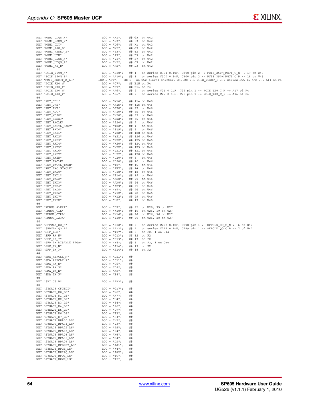 Xilinx SP605 manual NET MEM1LDQSN LOC 