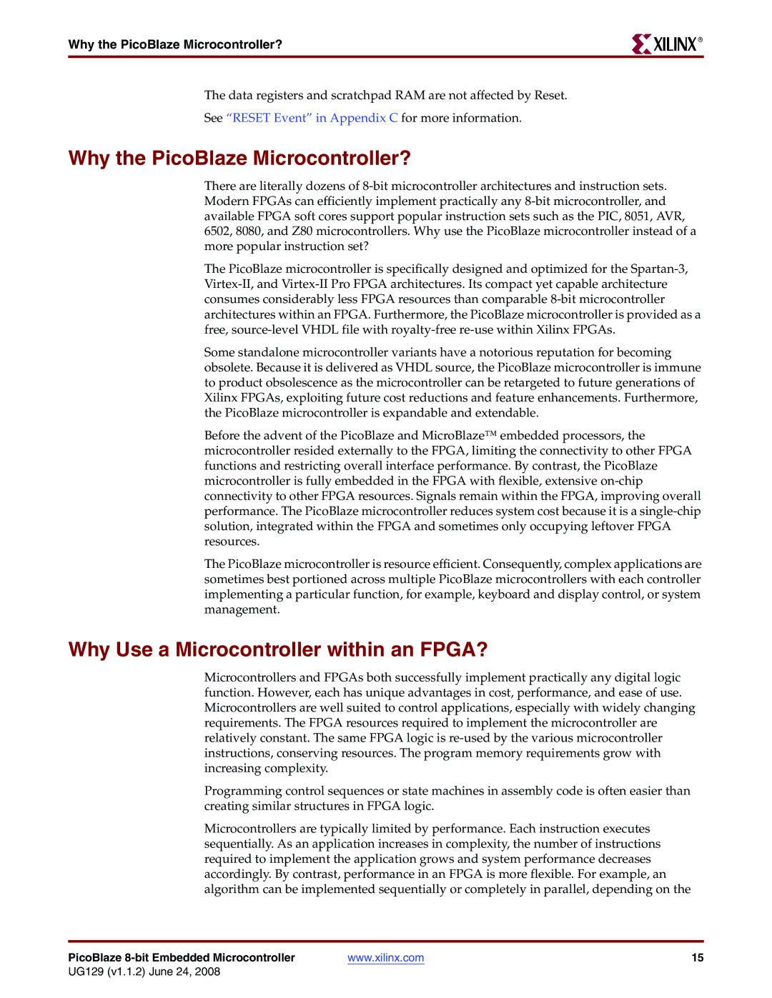 Xilinx UG129 manual Why the PicoBlaze Microcontroller?, Why Use a Microcontroller within an FPGA? 