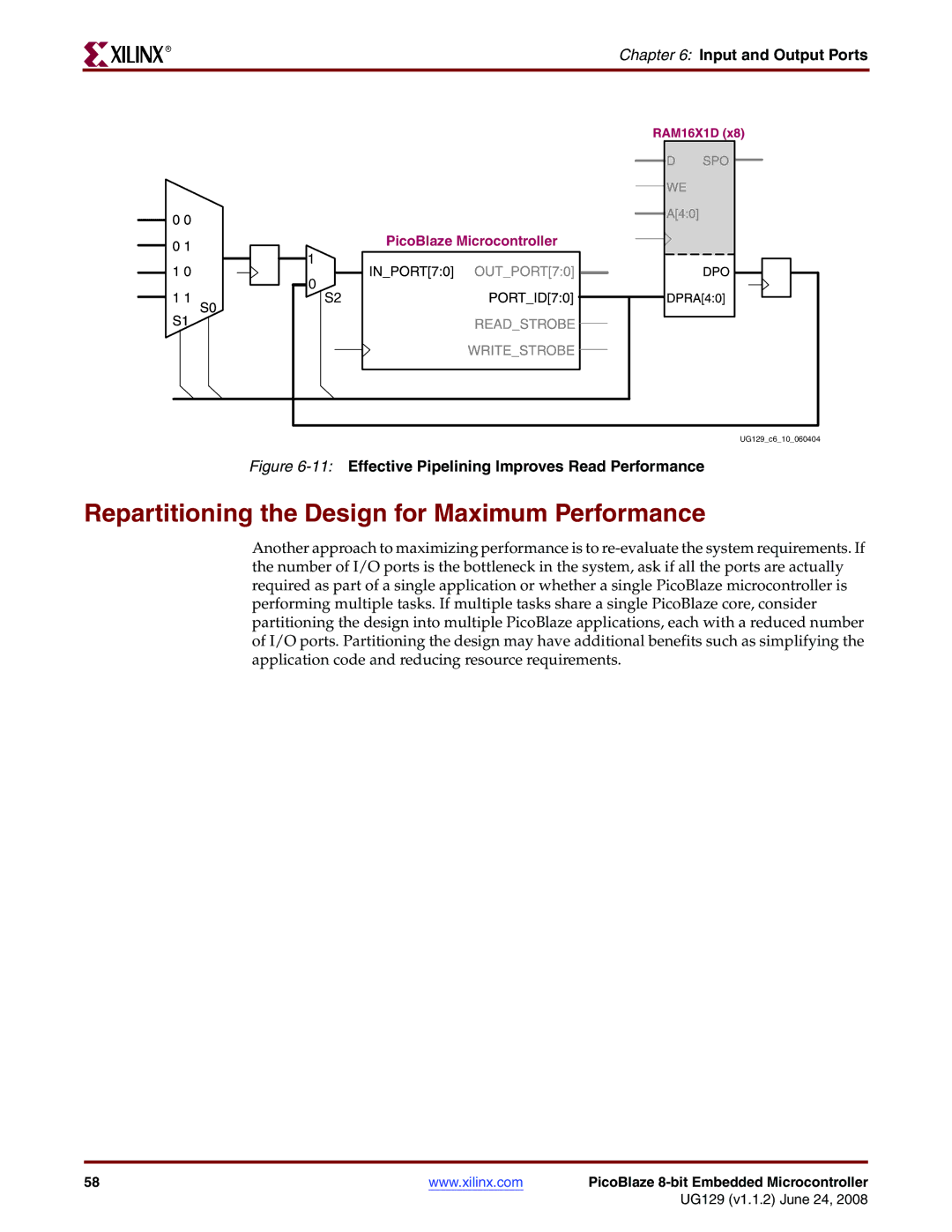 Xilinx UG129 manual Repartitioning the Design for Maximum Performance, Effective Pipelining Improves Read Performance 