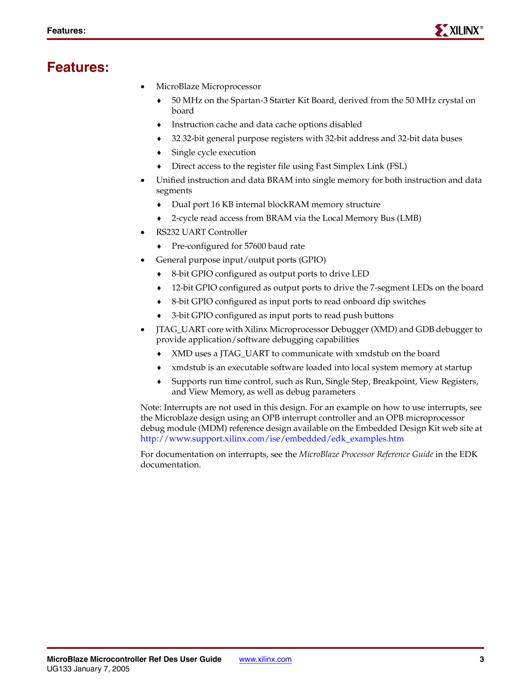 Xilinx UG133 manual Features 