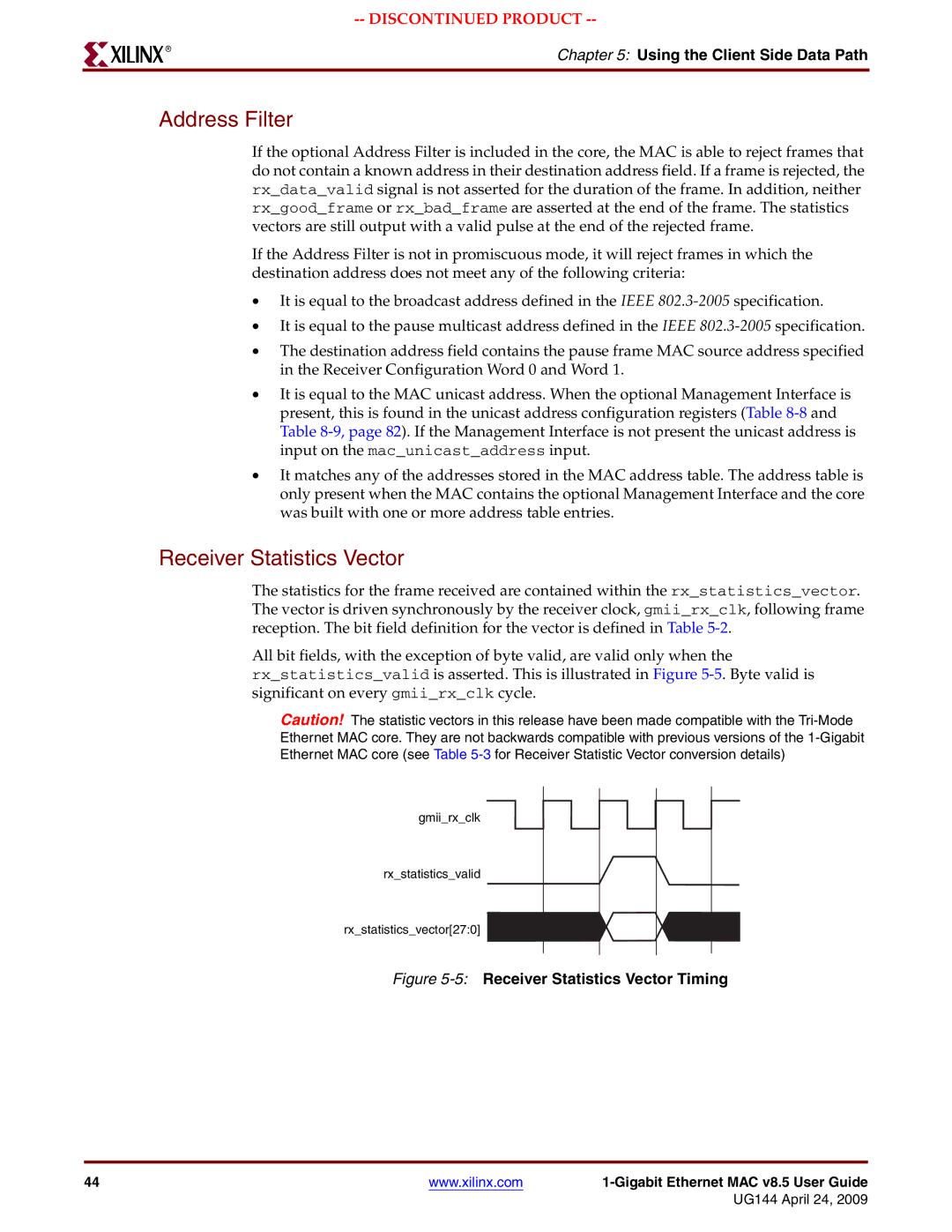 Xilinx UG144 manual 5Receiver Statistics Vector Timing 