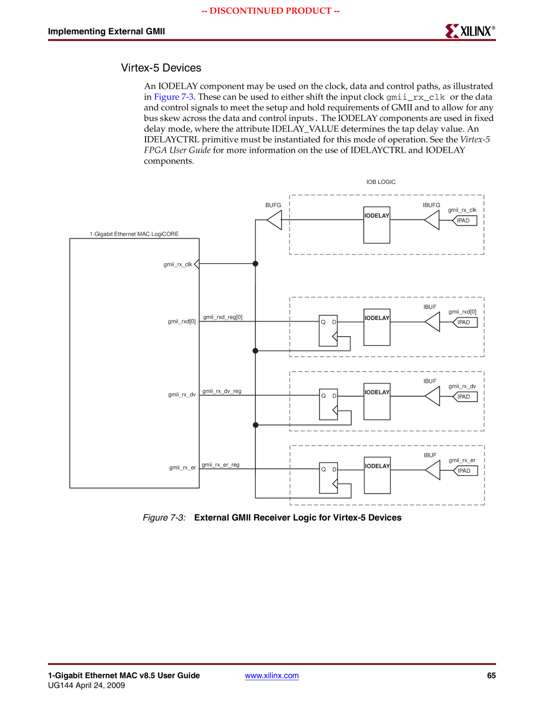 Xilinx UG144 manual 3External Gmii Receiver Logic for Virtex-5 Devices 