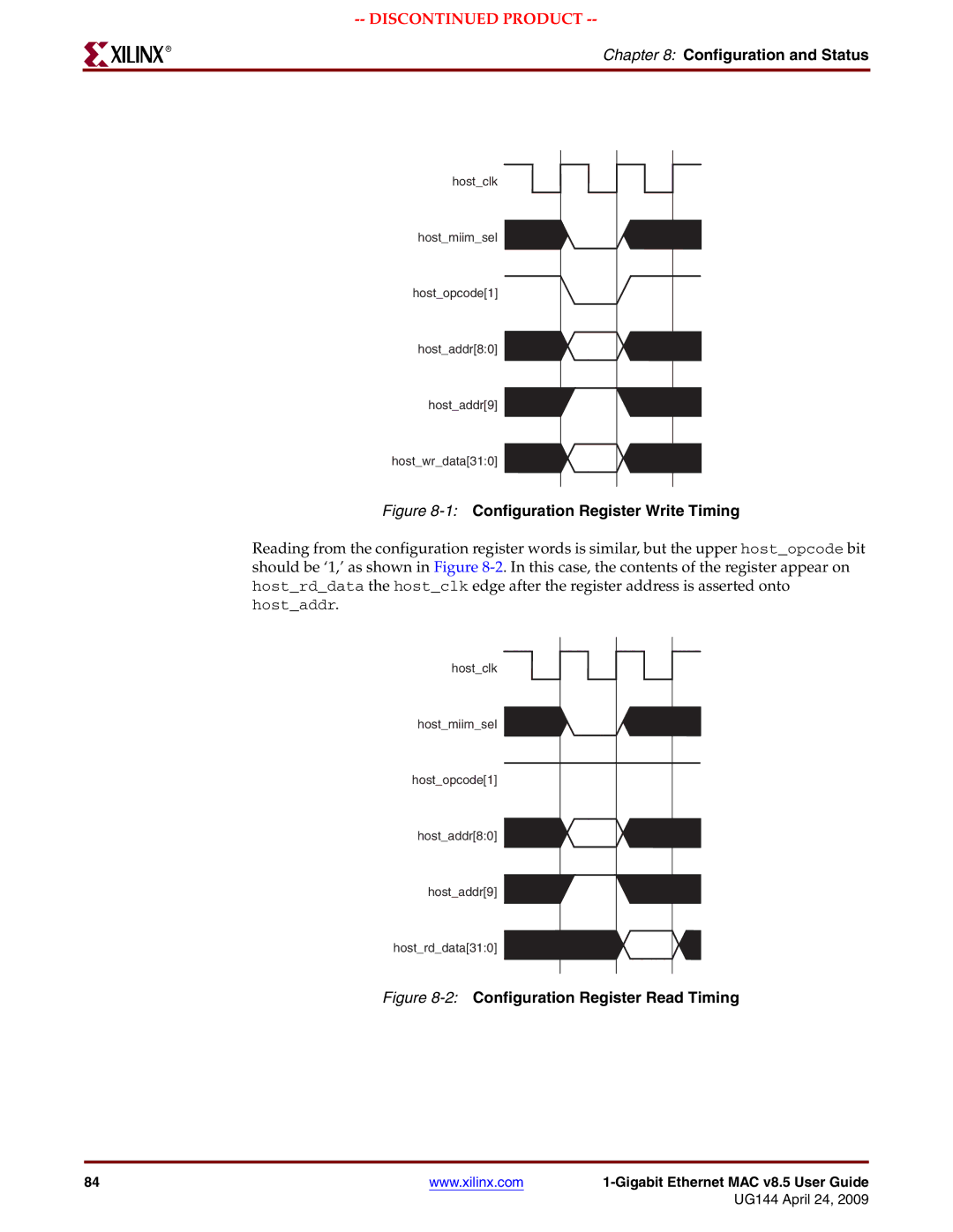 Xilinx UG144 manual 1Configuration Register Write Timing 