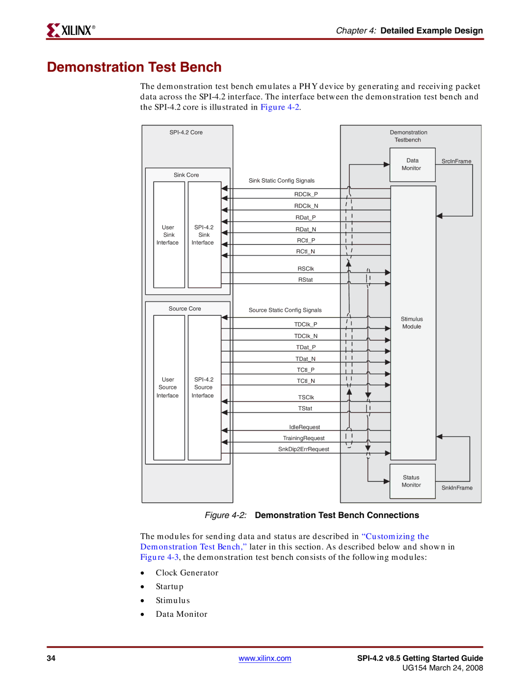 Xilinx UG154 manual Demonstration Test Bench Connections 