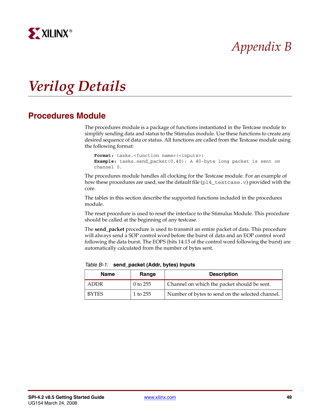 Xilinx UG154 manual Verilog Details, Procedures Module 