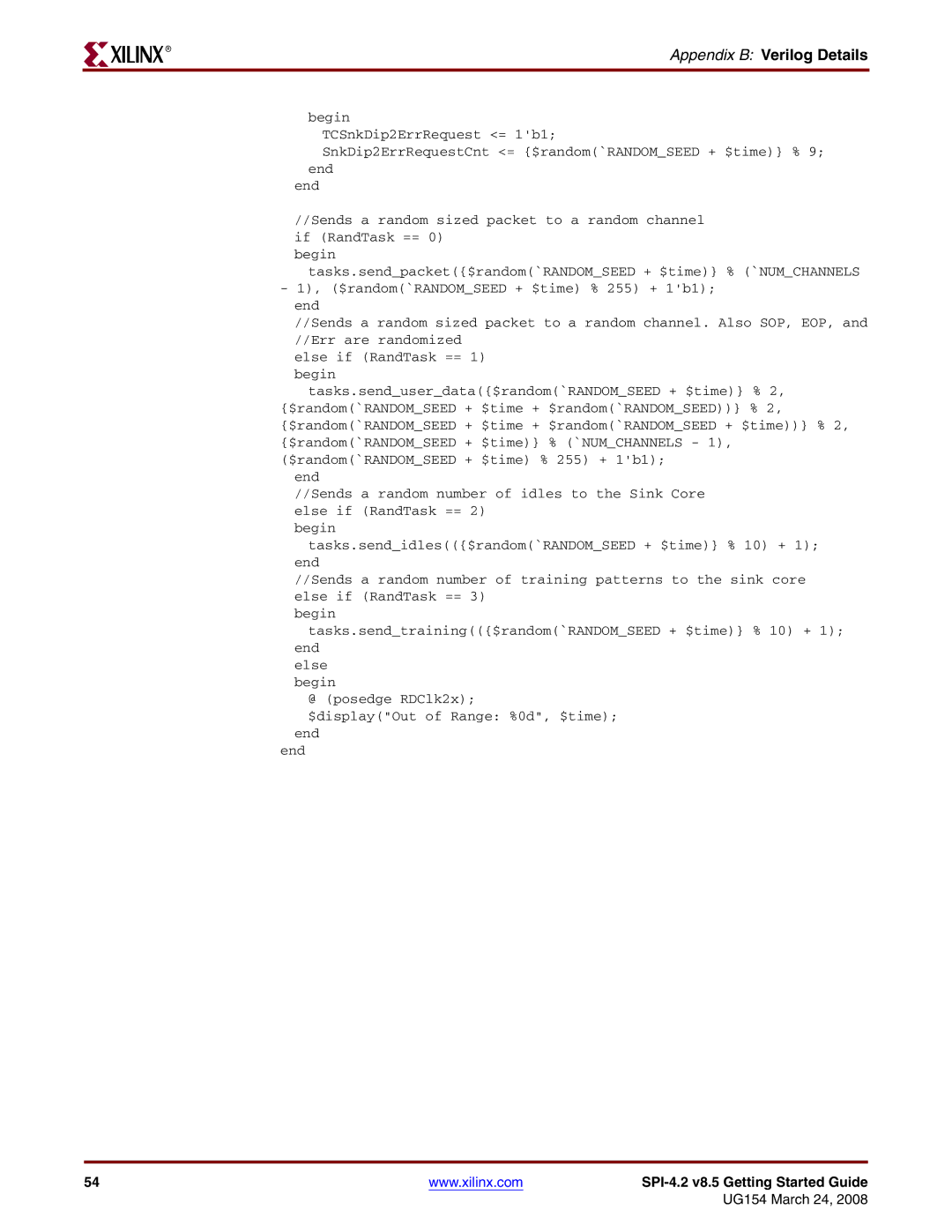 Xilinx UG154 manual Appendix B Verilog Details 