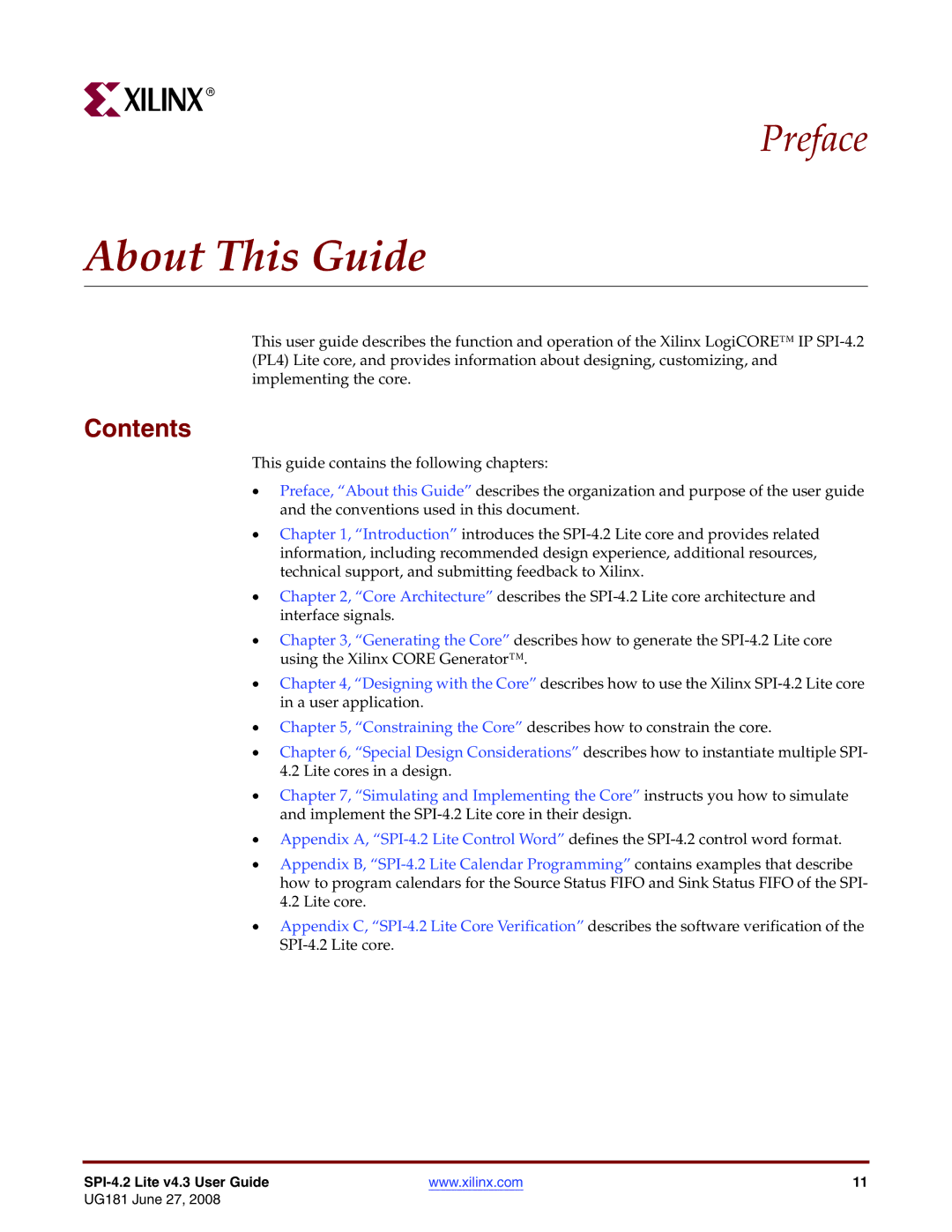 Xilinx UG181 manual About This Guide, Contents 