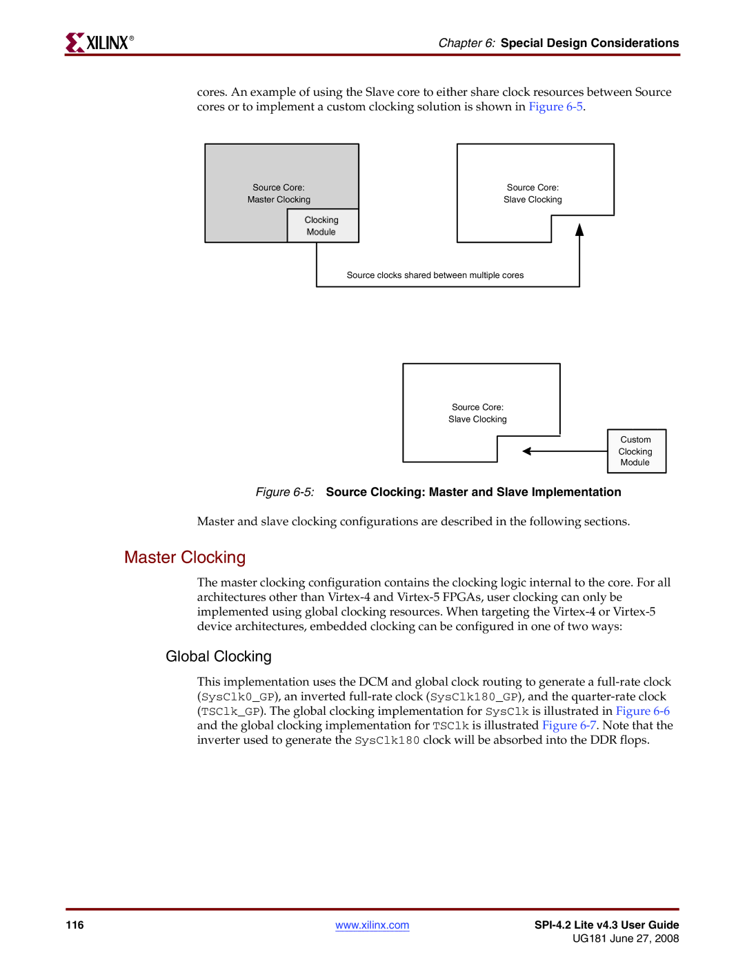 Xilinx UG181 manual Master Clocking, 5Source Clocking Master and Slave Implementation 