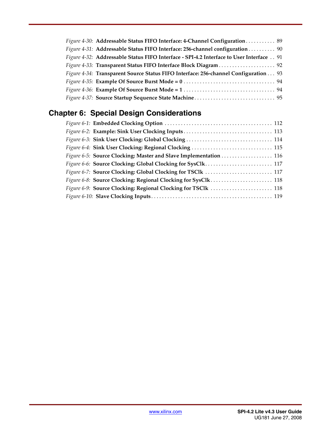 Xilinx UG181 manual 30Addressable Status Fifo Interface 4-Channel Configuration 