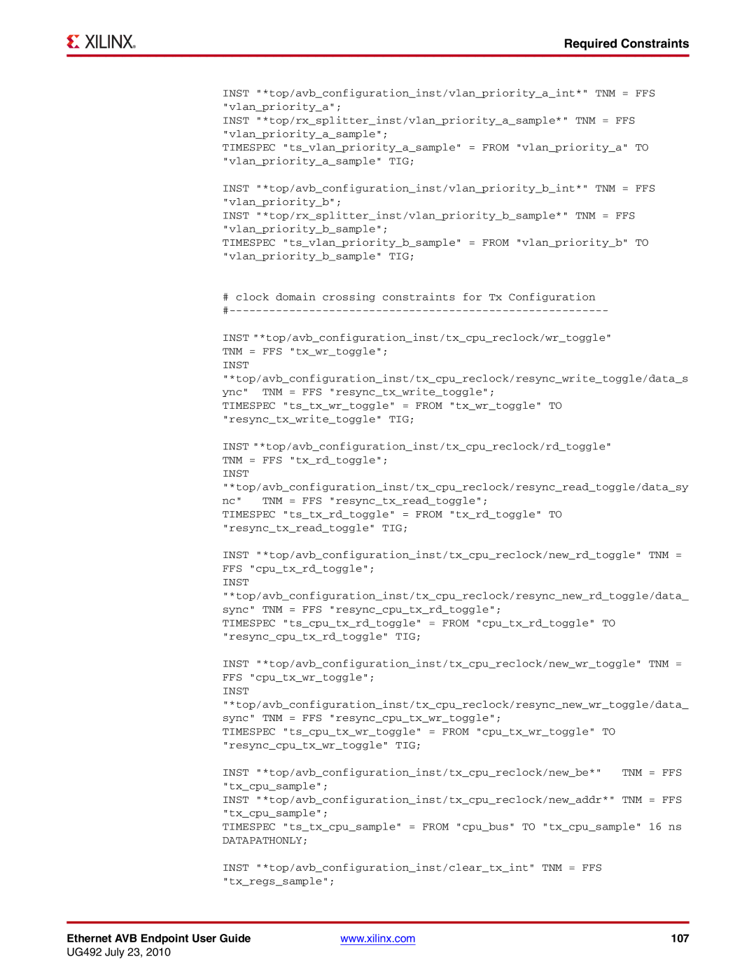 Xilinx UG492 manual Ethernet AVB Endpoint User Guide 107 