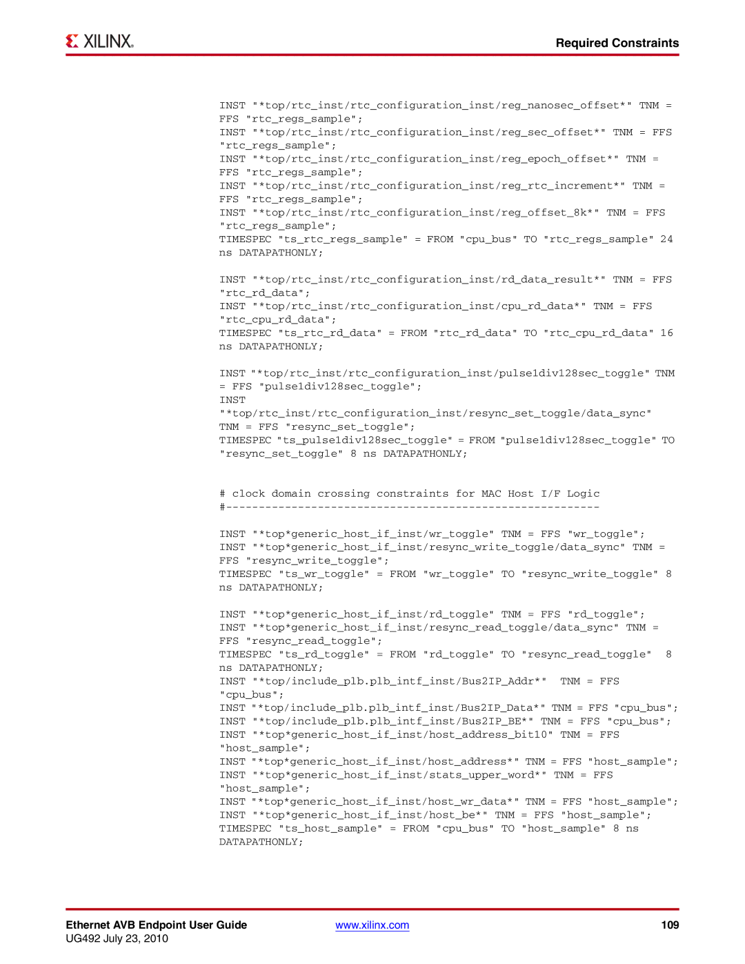 Xilinx UG492 manual Ethernet AVB Endpoint User Guide 109 