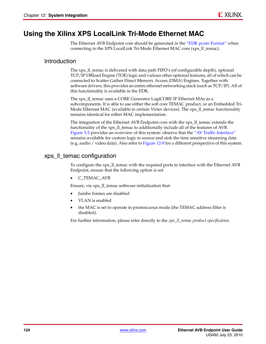 Xilinx UG492 manual Using the Xilinx XPS LocalLink Tri-Mode Ethernet MAC, Introduction, Xpslltemac configuration 