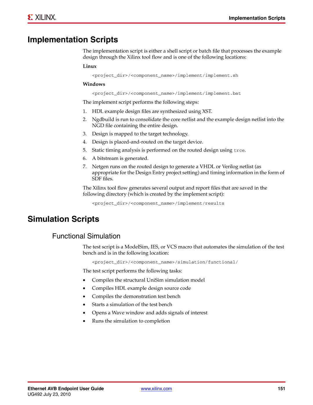 Xilinx UG492 manual Implementation Scripts, Simulation Scripts 