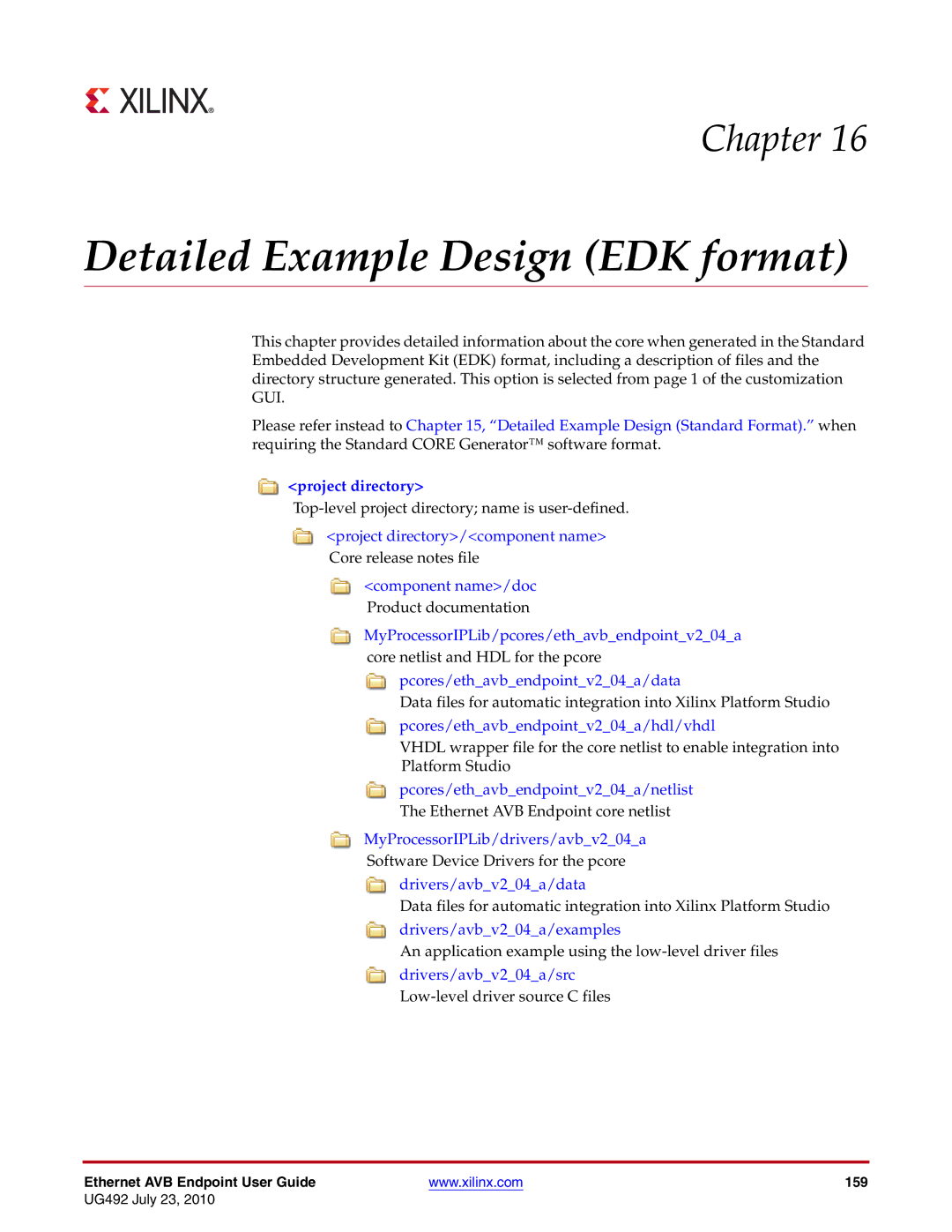 Xilinx UG492 manual Detailed Example Design EDK format 