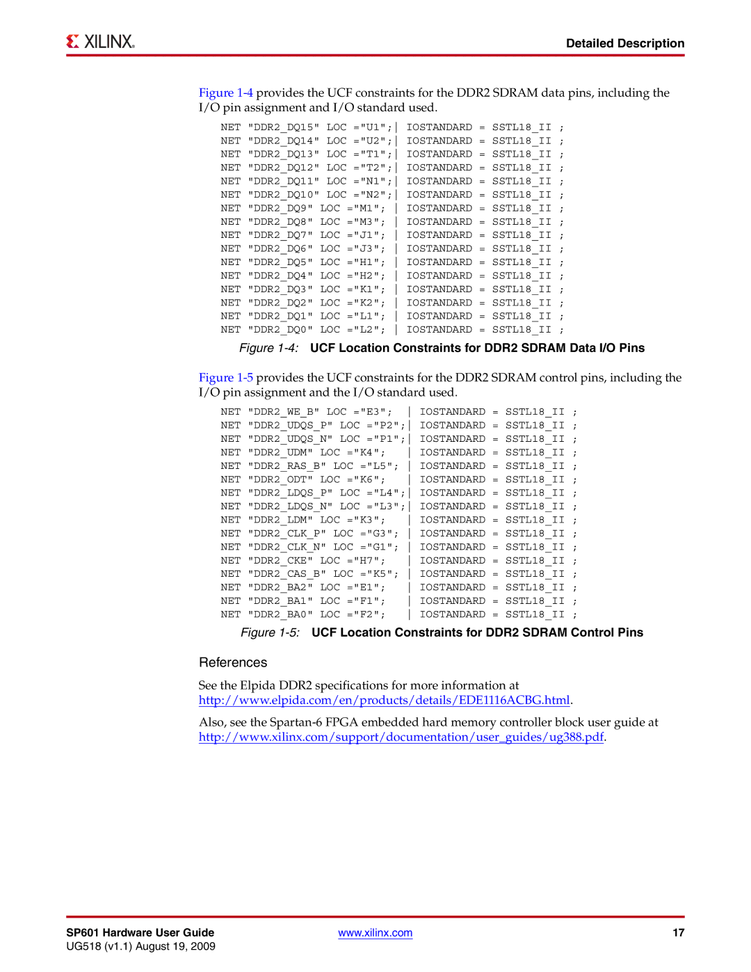 Xilinx UG518 manual 4UCF Location Constraints for DDR2 Sdram Data I/O Pins 