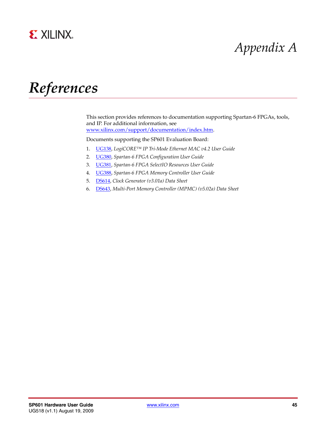 Xilinx UG518 manual References 