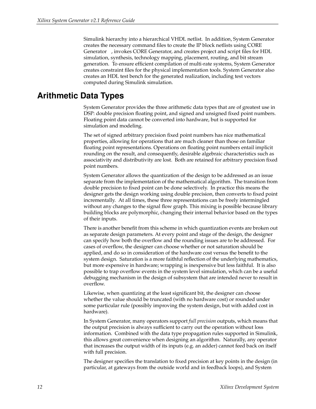 Xilinx V2.1 manual Arithmetic Data Types 