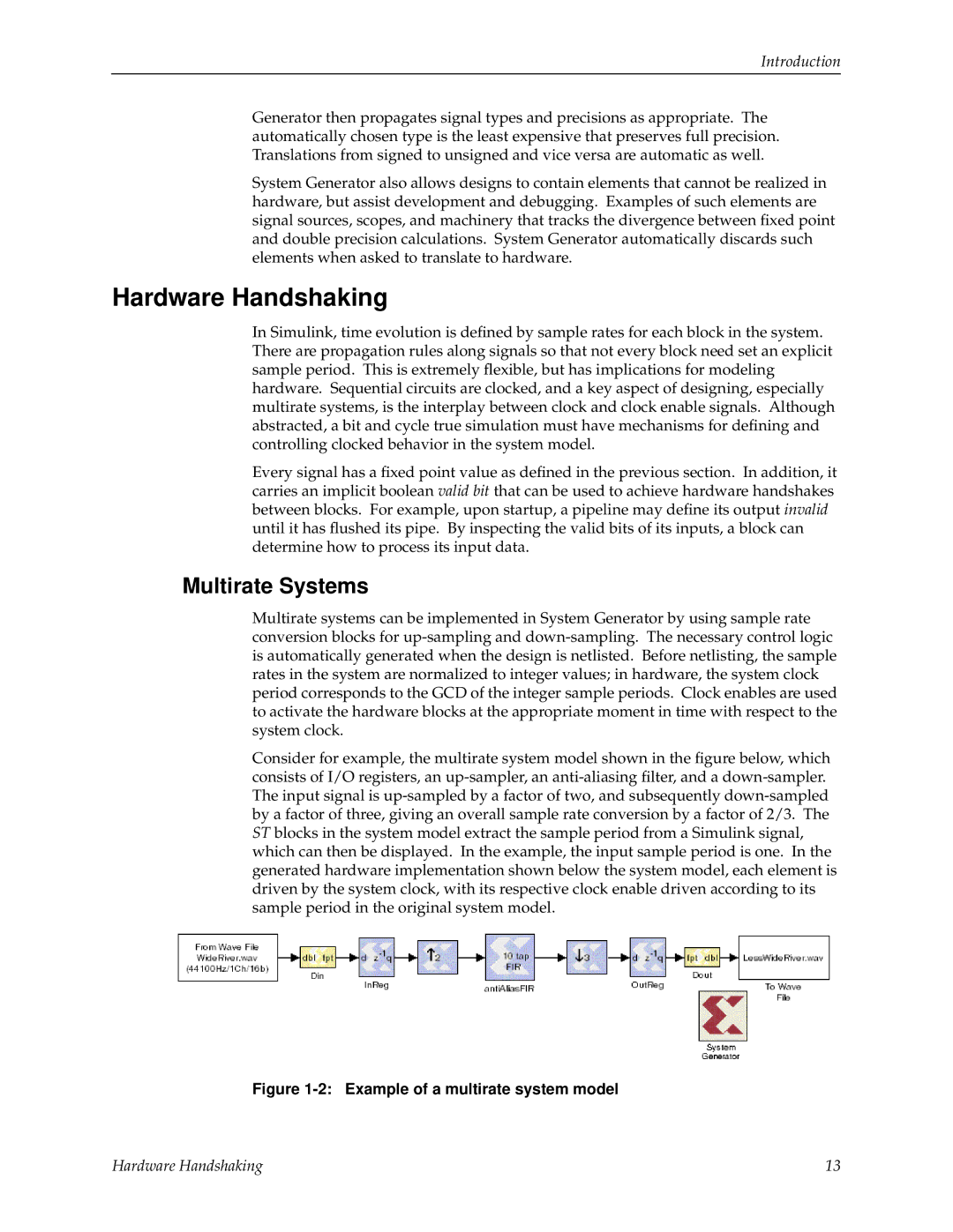 Xilinx V2.1 manual Hardware Handshaking, Multirate Systems 