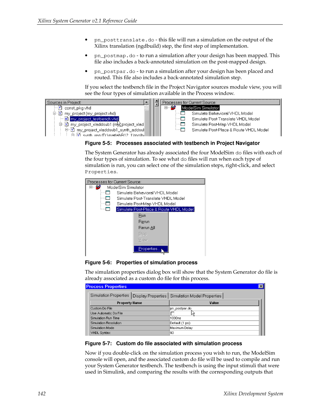 Xilinx V2.1 manual Processes associated with testbench in Project Navigator 