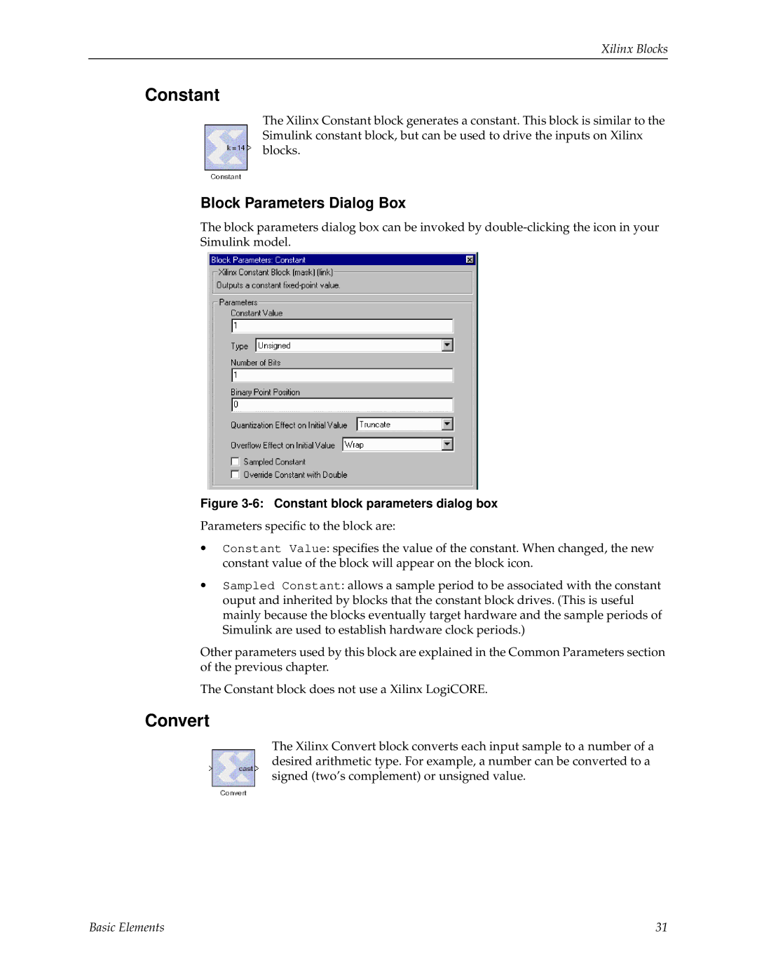 Xilinx V2.1 manual Constant, Convert 