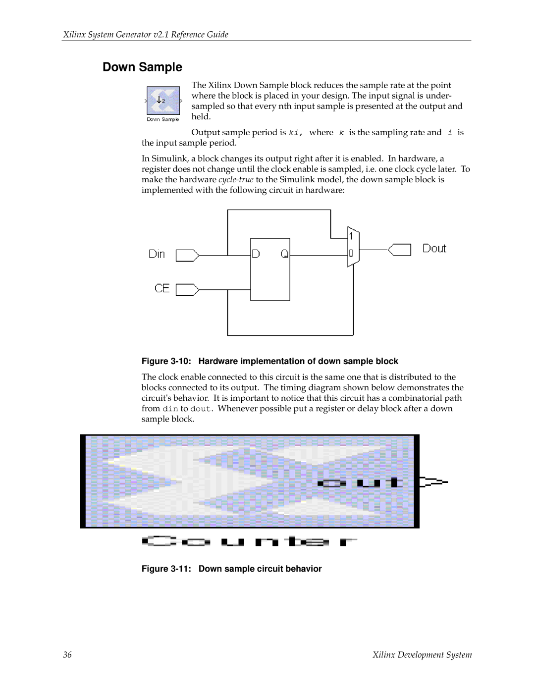 Xilinx V2.1 manual Down Sample, Hardware implementation of down sample block 