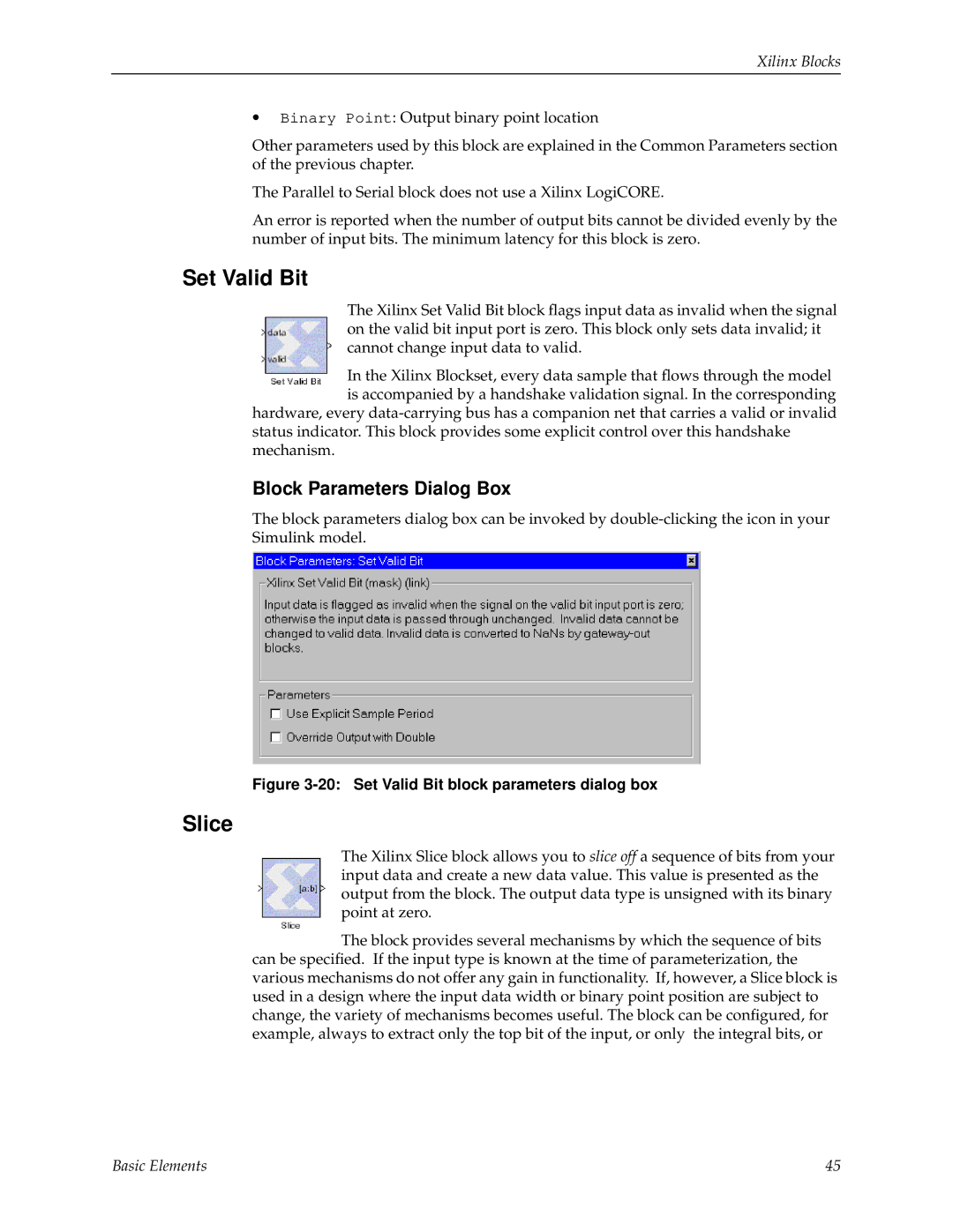 Xilinx V2.1 manual Set Valid Bit, Slice 