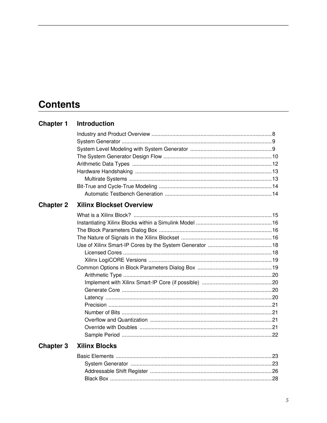 Xilinx V2.1 manual Contents 