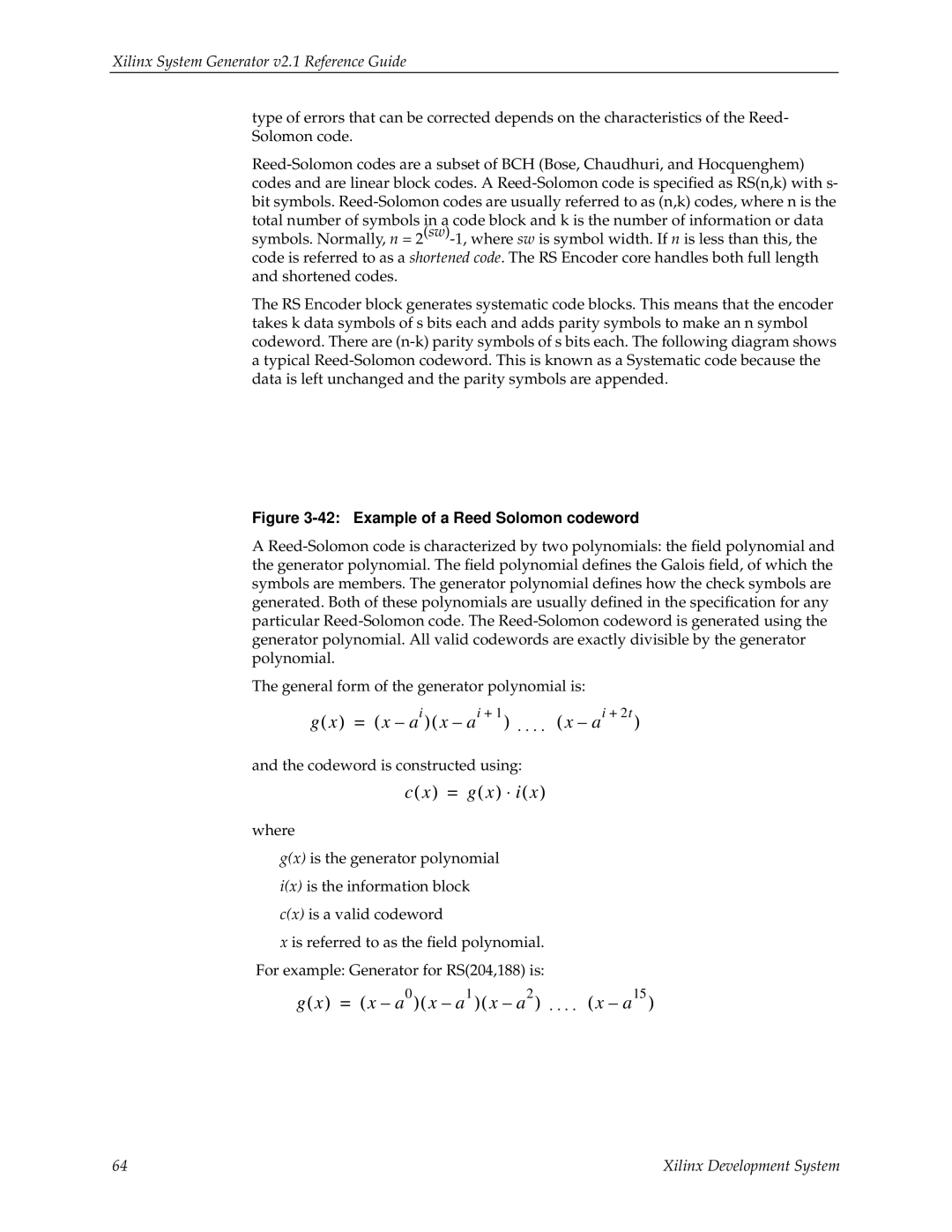 Xilinx V2.1 manual = x -ai x -ai+ 1 . . . . x -ai+ 2t 